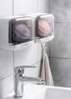 Corcoz® Duvara Monte İkili Kapaklı Plastik Katı Sabunluk Organizer – Banyo & Mutfak İçin Yapışkanlı Sabun Kutusu ve Düzenleyici