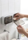 Corcoz® Duvara Monte İkili Kapaklı Plastik Katı Sabunluk Organizer – Banyo & Mutfak İçin Yapışkanlı Sabun Kutusu ve Düzenleyici