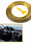 Corcoz® Gold Araba Oto Trim Dekorasyon Şeridi Kauçuk Elastik Kolay Kurulum 5 metre Şerit Bant