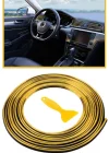 Corcoz® Gold Araba Oto Trim Dekorasyon Şeridi Kauçuk Elastik Kolay Kurulum 5 metre Şerit Bant