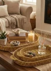 Corcoz® İç İçe Geçebilen 3’lü Oval Plastik Rattan Tepsi Seti–Hasır Görünümlü Çok Amaçlı Servis ve Sunum Tepsileri