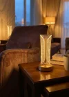 Corcoz® İki Yandan Kavisli Silindirik Çizgi Model Kristal LED Masa Lambası – Dokunmatik, 3 Renk Işık Modlu, Şarjlı Dekoratif Gece Lambası