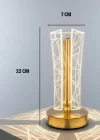 Corcoz® İki Yandan Kavisli Silindirik Geometrik Çizgi Model Kristal LED Masa Lambası – Dokunmatik, 3 Renk Işık Modlu, Şarjlı Dekoratif Gece Lambası