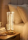 Corcoz® İki Yandan Kavisli Silindirik Geometrik Çizgi Model Kristal LED Masa Lambası – Dokunmatik, 3 Renk Işık Modlu, Şarjlı Dekoratif Gece Lambası