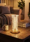 Corcoz® İki Yandan Kavisli Silindirik Geometrik Çizgi Model Kristal LED Masa Lambası – Dokunmatik, 3 Renk Işık Modlu, Şarjlı Dekoratif Gece Lambası