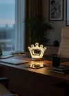 Corcoz® Kral Tacı Model Kristal LED Masa Lambası – Dokunmatik, 3 Renk Işık Modlu, Şarjlı Mini Dekoratif Gece Lambası