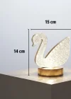 Corcoz® Kuğu Model Kristal LED Masa Lambası – Dokunmatik, 3 Renk Işık Modlu, Şarjlı Mini Dekoratif Gece Lambası