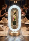 Corcoz® Oval Şeklinde Kristal LED Masa Lambası – Dokunmatik, 3 Renk Işık Modlu, Şarjlı Dekoratif Gece Lambası