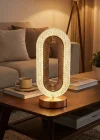 Corcoz® Oval Şeklinde Kristal LED Masa Lambası – Dokunmatik, 3 Renk Işık Modlu, Şarjlı Dekoratif Gece Lambası
