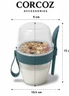 Corcoz Pratik Kaşık Çatallı Müsli Yoğurt Yulaf Salata ve Atıştırma Kabı 700 ML 2 Adet CZ117