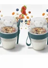Corcoz Pratik Kaşık Çatallı Müsli Yoğurt Yulaf Salata ve Atıştırma Kabı 700 ML 2 Adet CZ117