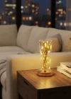 Corcoz® Silindirik Kristal Altın Toz Model LED Masa Lambası – Gold Tabanlı, Dokunmatik, 3 Renk Işık Modlu, Şarjlı Modern Dekoratif Gece Lambası