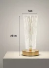 Corcoz® Silindirik Kristal Nokta Model LED Masa Lambası – Gold Tabanlı, Dokunmatik, 3 Renk Işık Modlu, Şarjlı Modern Dekoratif Gece Lambası