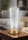 Corcoz® Silindirik Kristal Nokta Model LED Masa Lambası – Gold Tabanlı, Dokunmatik, 3 Renk Işık Modlu, Şarjlı Modern Dekoratif Gece Lambası