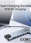 Corcoz 8in1 USB Type-C Hub Port Adaptör 4K HDMI USB Ethernet 100W PD Girişli Macbook Çevirici Hub Adaptör - CZ56