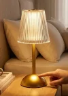 Corcoz® Uzun Klasik Çizgili Model LED Masa Lambası – Dokunmatik, 3 Renk Işık Modlu, Şarjlı Dekoratif Gece Lambası