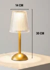 Corcoz® Uzun Klasik Çizgili Model LED Masa Lambası – Dokunmatik, 3 Renk Işık Modlu, Şarjlı Dekoratif Gece Lambası