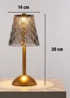 Corcoz® Uzun Klasik Gri Baklava Model LED Masa Lambası – Dokunmatik, 3 Renk Işık Modlu, Şarjlı Dekoratif Gece Lambası