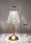 Corcoz® Uzun Klasik Şeffaf Baklava Model LED Masa Lambası – Dokunmatik, 3 Renk Işık Modlu, Şarjlı Dekoratif Gece Lambası