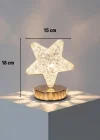 Corcoz® Yıldız Model Kristal LED Masa Lambası – Dokunmatik, 3 Renk Işık Modlu, Şarjlı Mini Dekoratif Gece Lambası