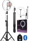 Phipcase Kumandalı Youtuber Selfie Led Işıklı 210 Cm Tripod 10 Inç(26 CM) Kuaför Makyaj Işığı Tiktok Işığı - PH043