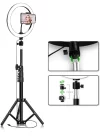 Phipcase Kumandalı Youtuber Selfie Led Işıklı 210 Cm Tripod 10 Inç(26 CM) Kuaför Makyaj Işığı Tiktok Işığı - PH043