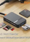 Phipcase USB-C + USB 8 Port MS CF TF/SD DHC SDXC Kamera Kart Tak Çalıştır Kart Okuyucu - PH010