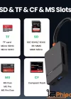 Phipcase USB-C + USB 8 Port MS CF TF/SD DHC SDXC Kamera Kart Tak Çalıştır Kart Okuyucu - PH010