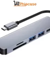 Phipcase 6IN1 Type-C To USB 3.0 Sd Tf 4K HD HDMI Pd Kart Okuyucu Çevirici Dönüştürücü Adaptör - PH011