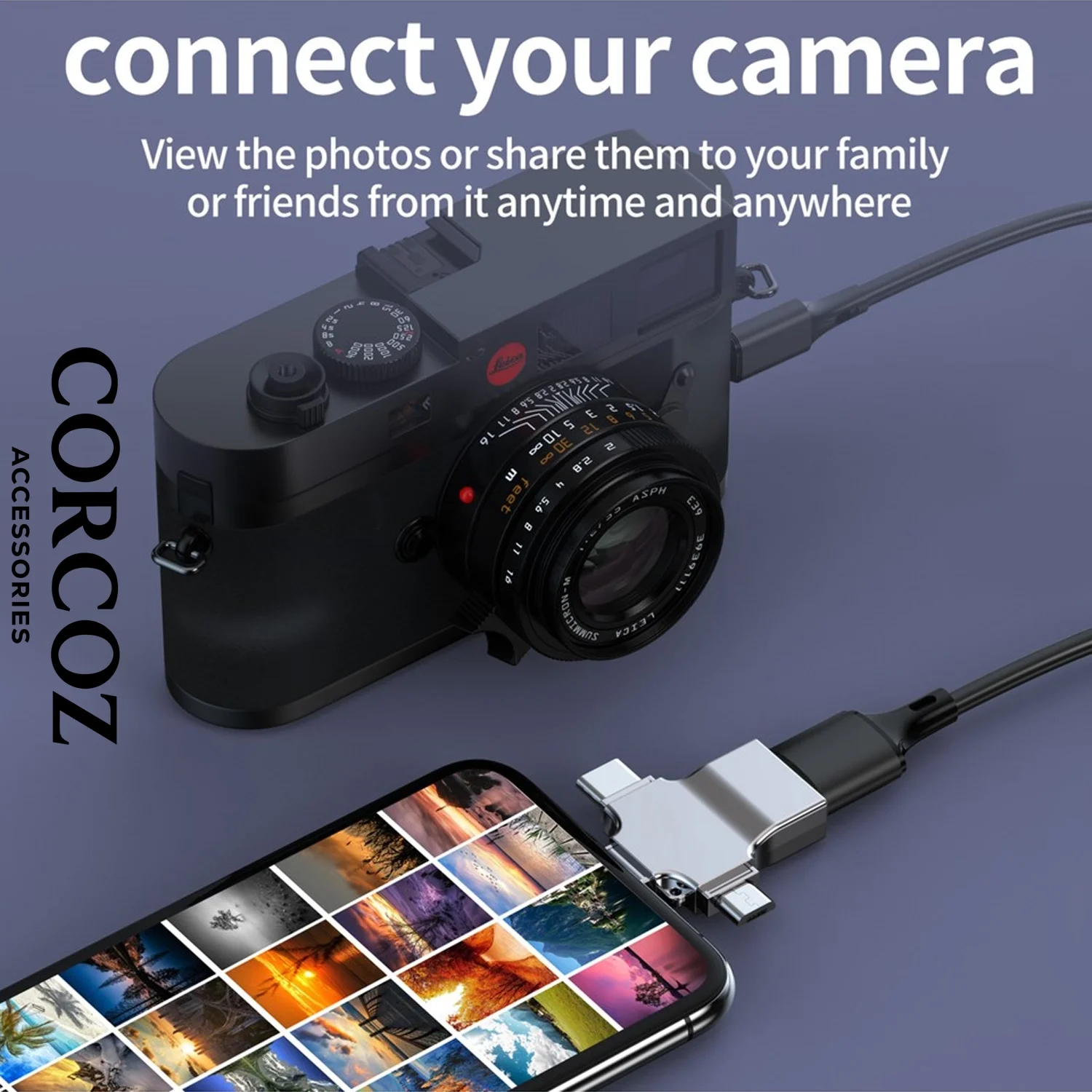 Corcoz Lightning Type-C Micro To USB 3.0 Bellek Okuyucu Adaptör - CZ59