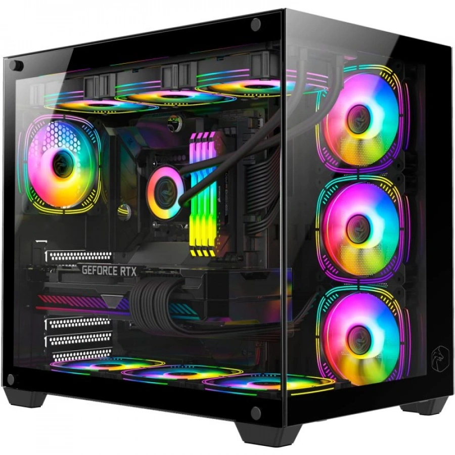 GAMETECH SİYAH PRIME V2 AKVARYUM 7 ADET TUŞTAN KONTROLLÜ RGB FANLI KASA