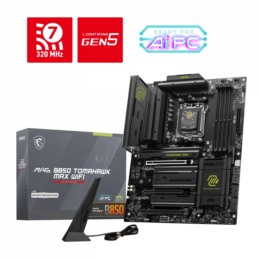 MSI MAG B850 TOMAHAWK MAX WIFI AM5 DDR5 8400MHZ(OC) HDMI 4x M.2 USB 10Gbs 5G LAN WI-FI 7 ATX