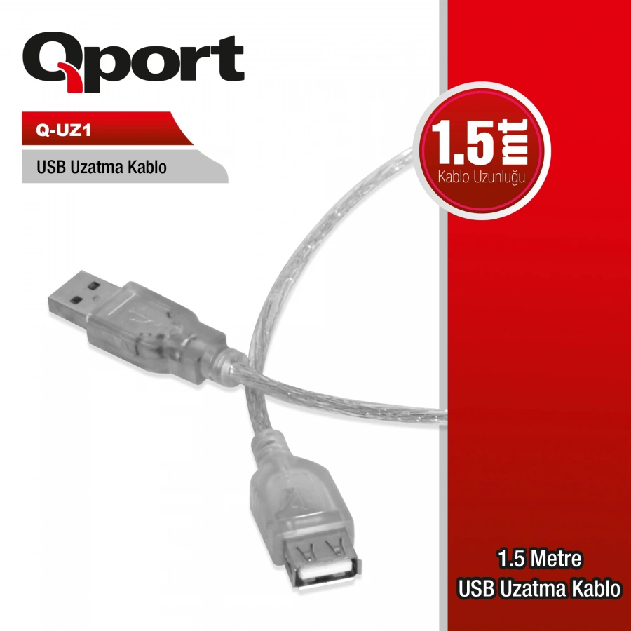 QPORT 1.5M USB2.0 UZATMA KABLOSU (Q-UZ1)