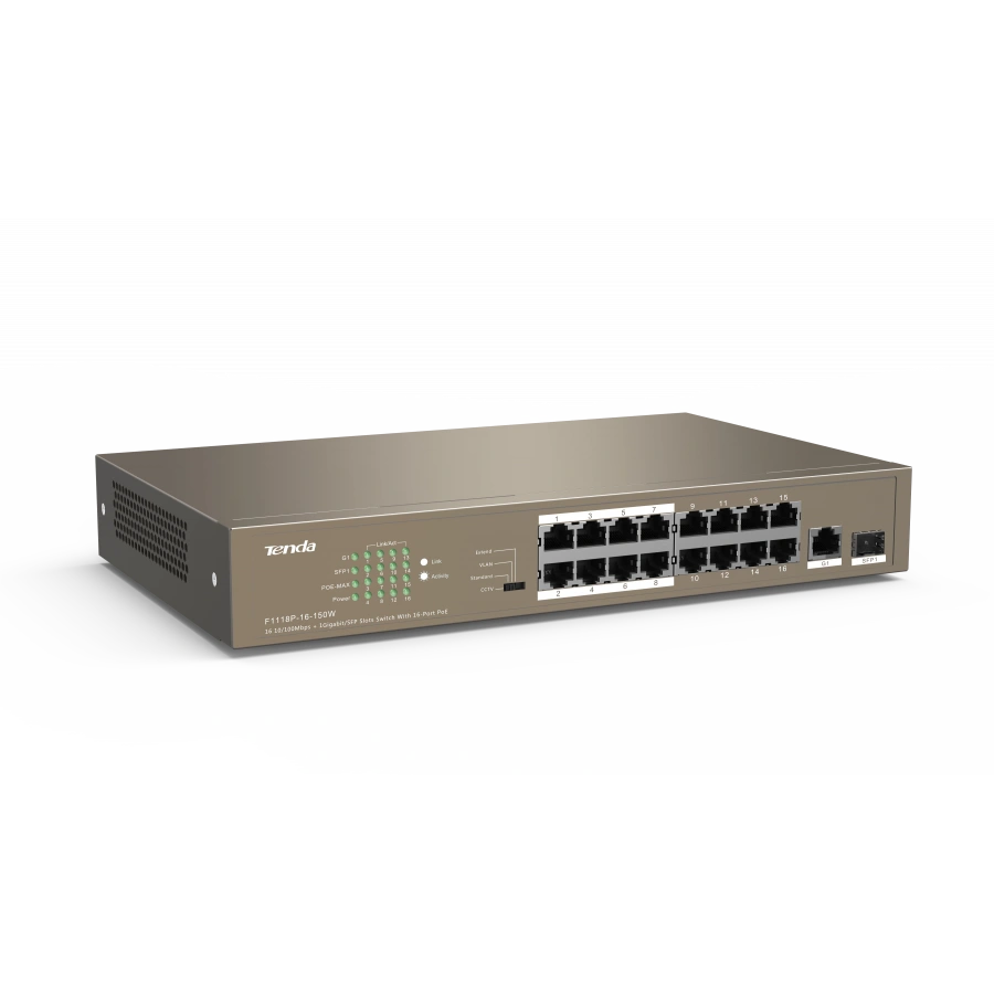 TENDA TEF1118P-16-150W 16PORT 10/100 YÖNETİLEMEZ POE SWITCH