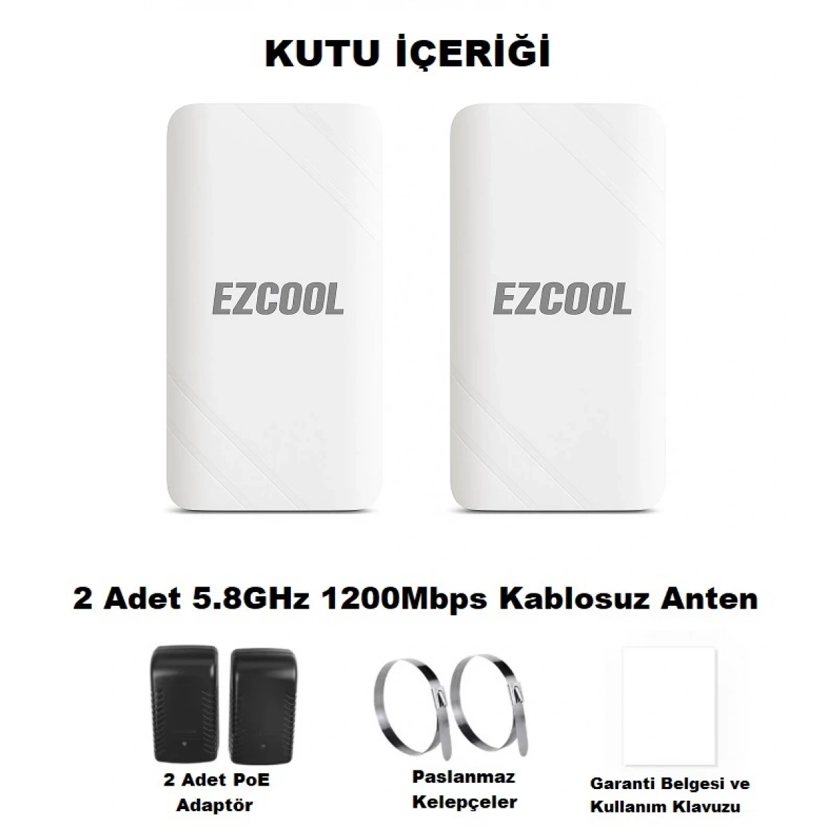 EZCOOL EZ-W580AN DIŞ ORTAM (5.8GHz 1200Mbps 1KM) ACCESS POİNT