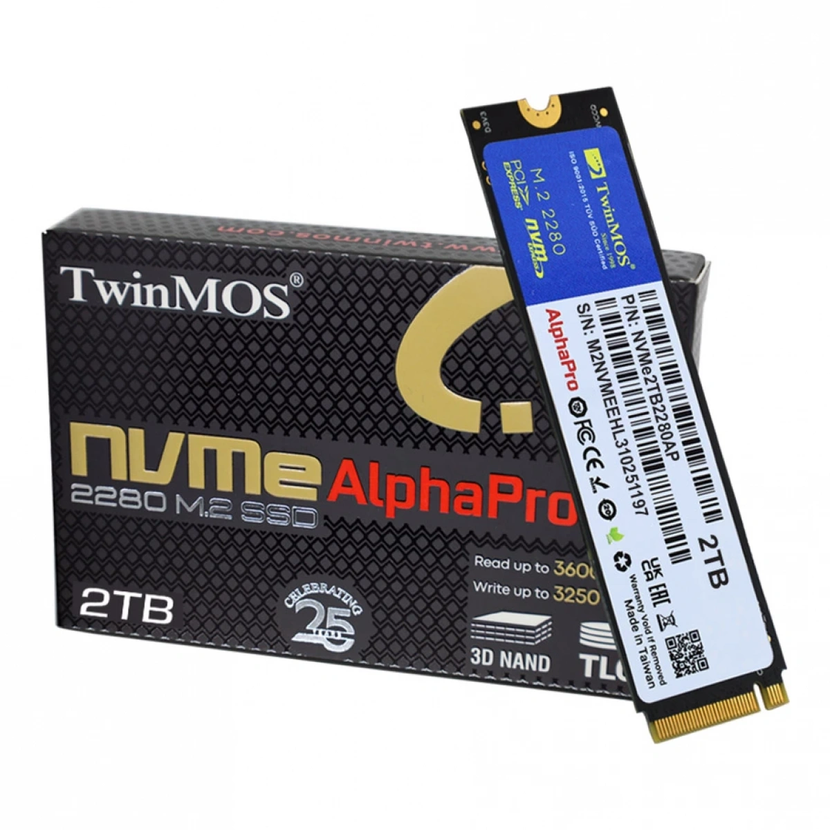 TwinMOS 2TB M.2 PCIe Gen3 NVMe (3600-3250Mb/s) TLC 3DNAND