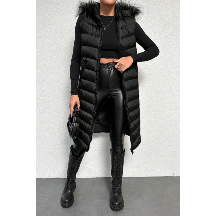 Kadın Siyah Şişme Yelek