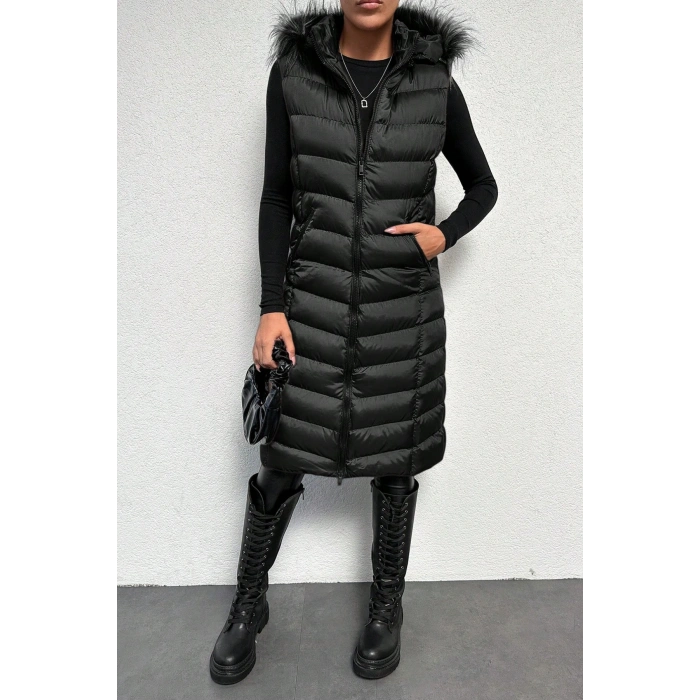 Kadın Siyah Şişme Yelek