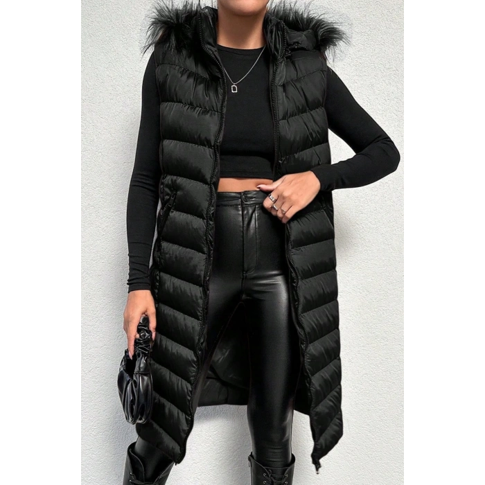 Kadın Siyah Şişme Yelek