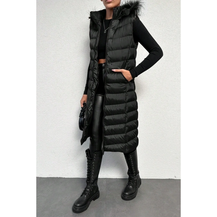 Kadın Siyah Şişme Yelek