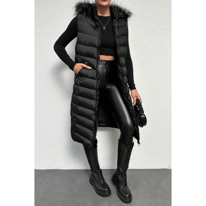 Kadın Siyah Şişme Yelek