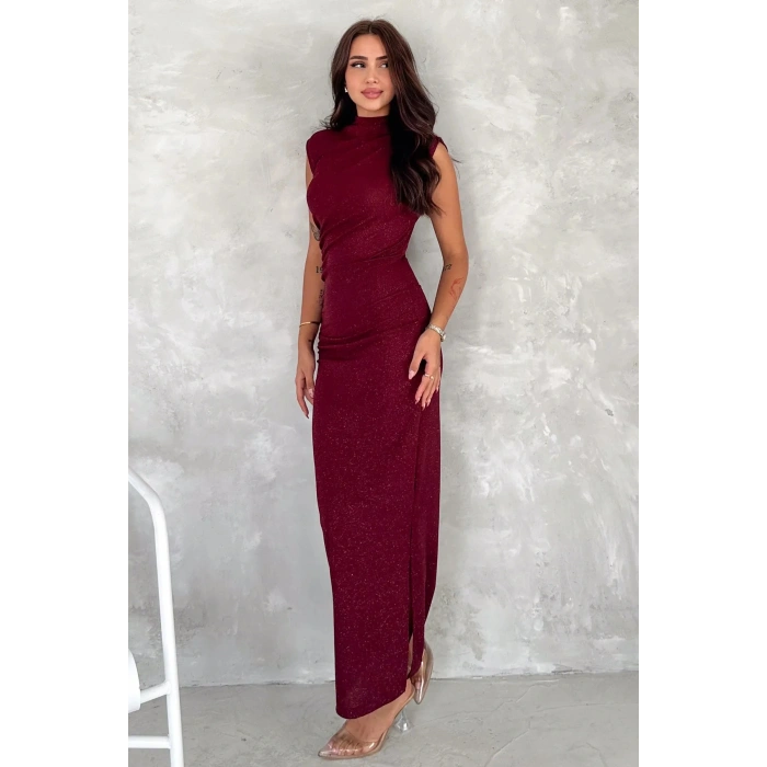 Drapeli Midi Boy Sim Detaylı Elbise