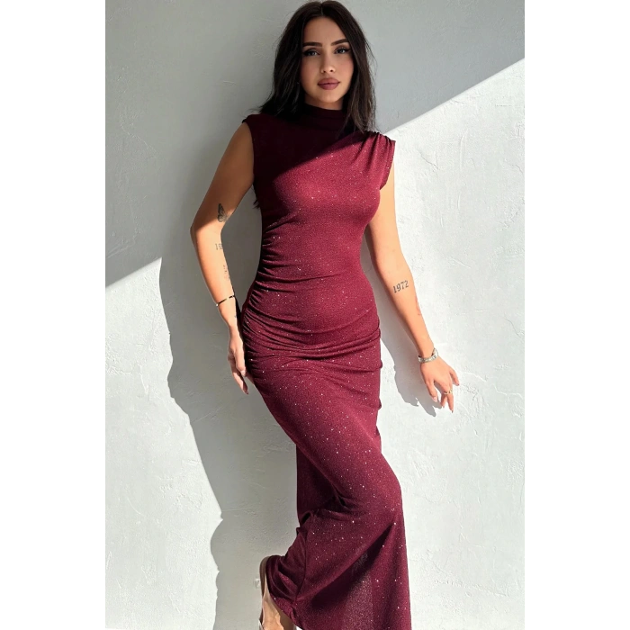 Drapeli Midi Boy Sim Detaylı Elbise