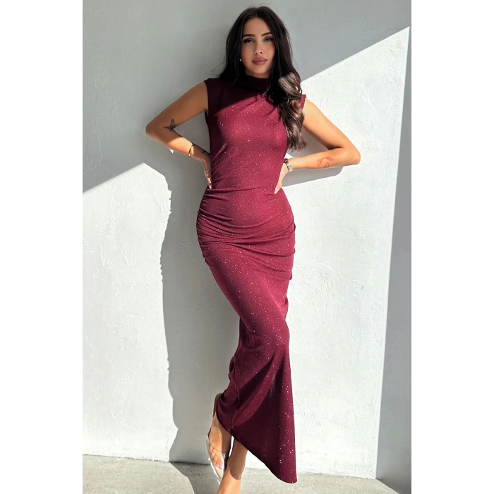 Drapeli Midi Boy Sim Detaylı Elbise