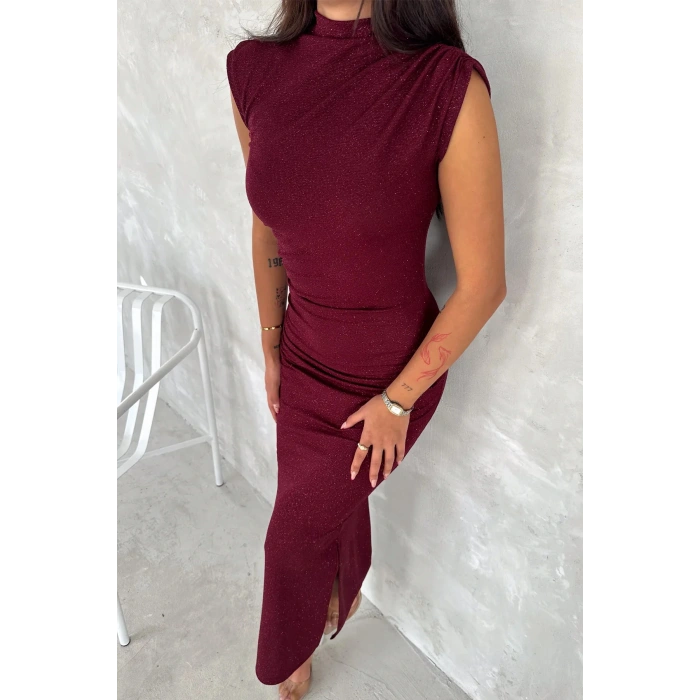 Drapeli Midi Boy Sim Detaylı Elbise