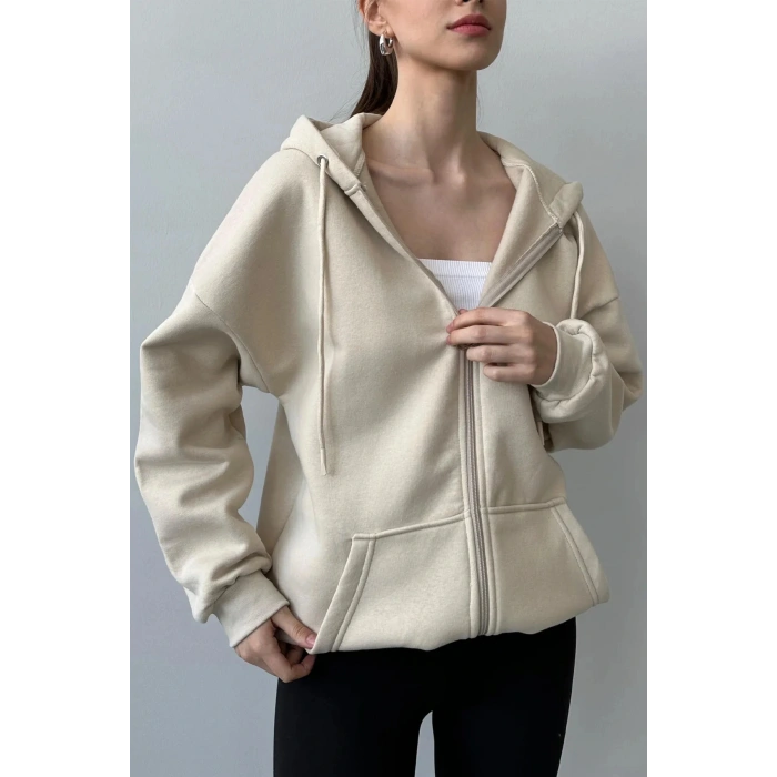 Üç İplik Şardonlu Oversize Hırka