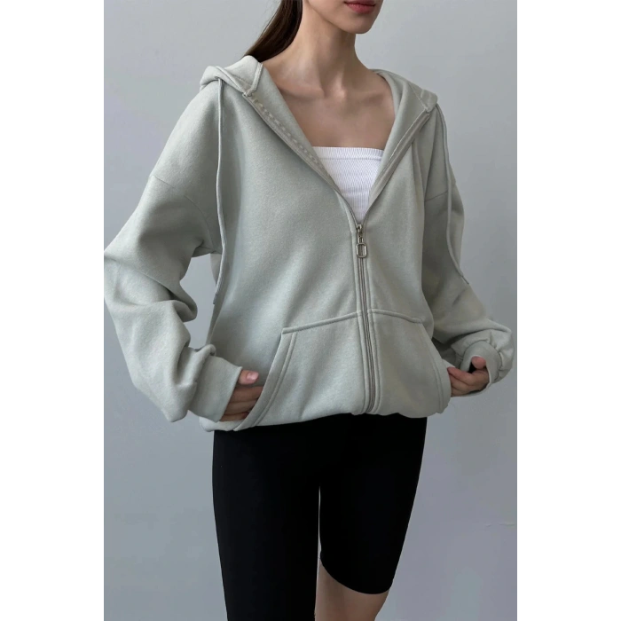 Üç İplik Şardonlu Oversize Hırka