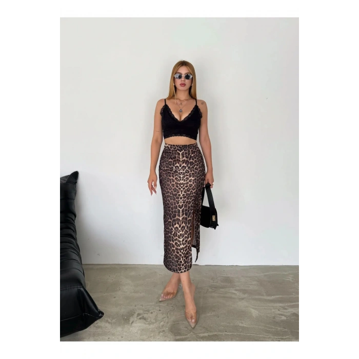 Smart Krep Yırtmaç Detaylı Etek