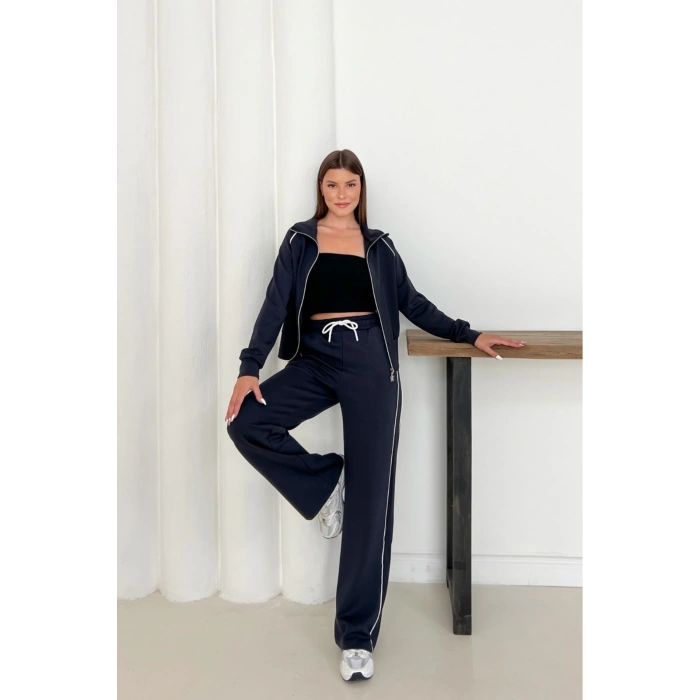 Antrasit Modal Kumaş Şeritli Eşofman Takımı