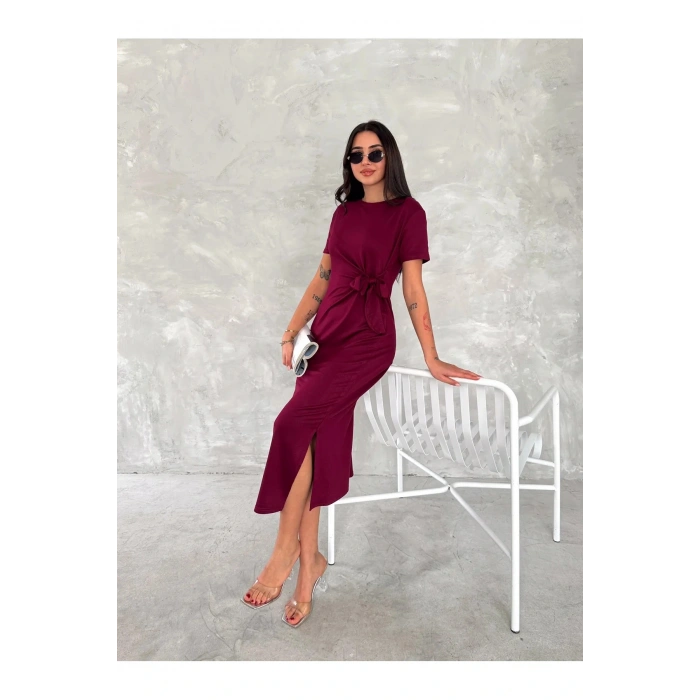 Zarif Bağlama Detaylı Modal Kumaş Elbise